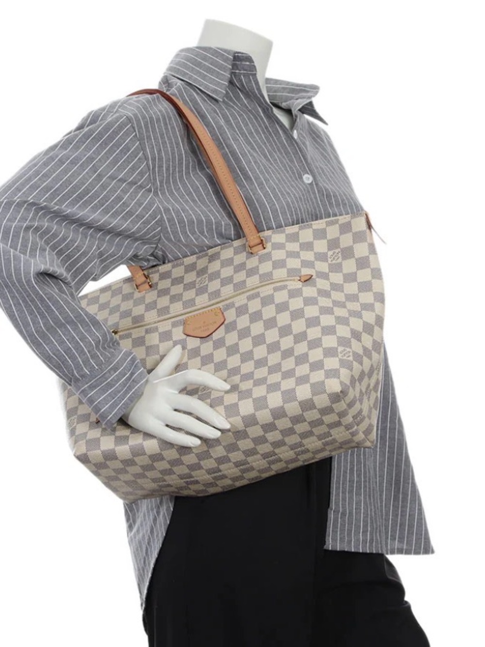 Louis Vuitton Iena MM Damier Azur Canvas Excellent Preowned 100% Authentic LV
